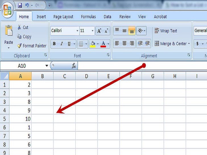 如何在Microsoft Excel中给一列表排序